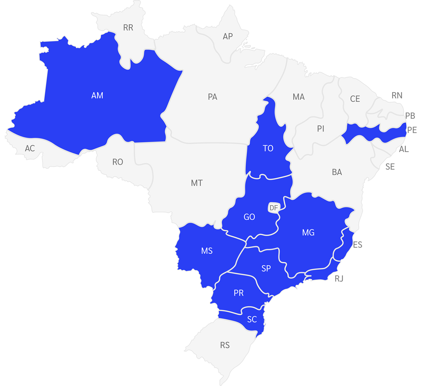Mapa de atuação da Logic em todo o Brasil
